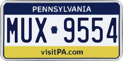 PA license plate MUX9554