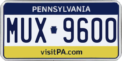 PA license plate MUX9600