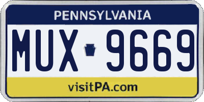 PA license plate MUX9669