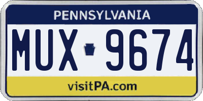 PA license plate MUX9674
