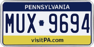 PA license plate MUX9694