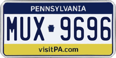 PA license plate MUX9696