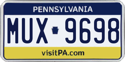 PA license plate MUX9698