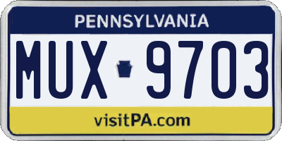 PA license plate MUX9703