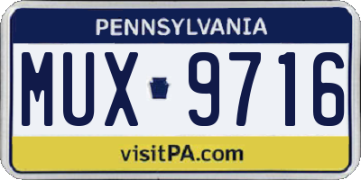 PA license plate MUX9716