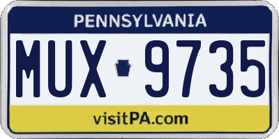 PA license plate MUX9735