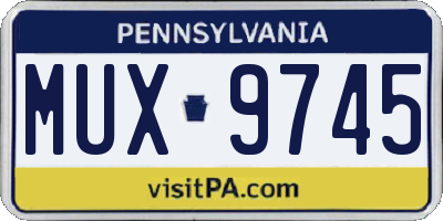 PA license plate MUX9745