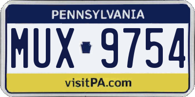 PA license plate MUX9754