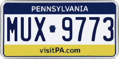 PA license plate MUX9773