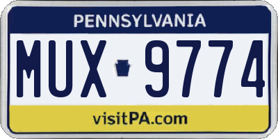 PA license plate MUX9774