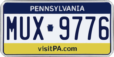 PA license plate MUX9776