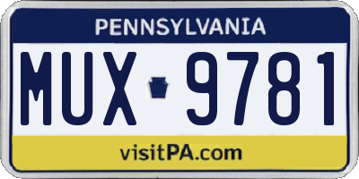 PA license plate MUX9781