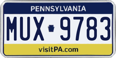 PA license plate MUX9783