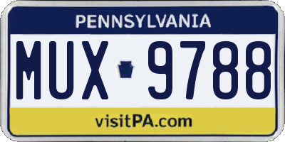 PA license plate MUX9788