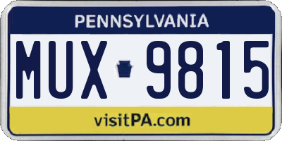 PA license plate MUX9815