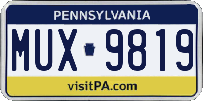 PA license plate MUX9819