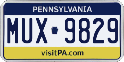 PA license plate MUX9829