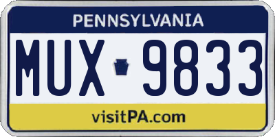 PA license plate MUX9833