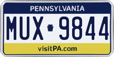 PA license plate MUX9844