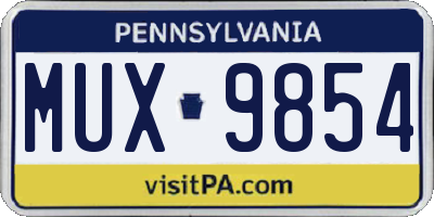 PA license plate MUX9854