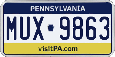 PA license plate MUX9863