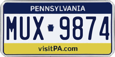 PA license plate MUX9874
