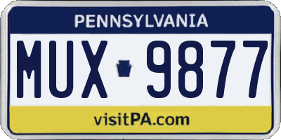 PA license plate MUX9877