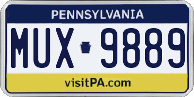 PA license plate MUX9889