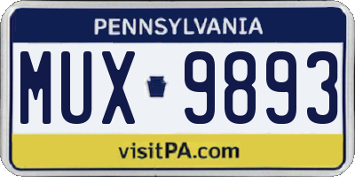 PA license plate MUX9893