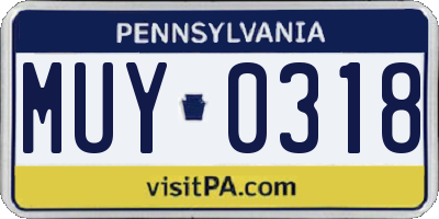 PA license plate MUY0318