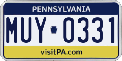 PA license plate MUY0331