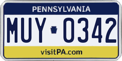PA license plate MUY0342