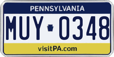 PA license plate MUY0348