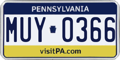 PA license plate MUY0366