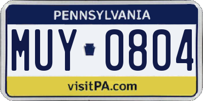 PA license plate MUY0804
