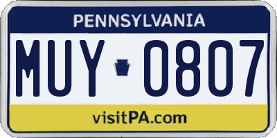 PA license plate MUY0807