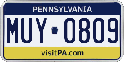 PA license plate MUY0809