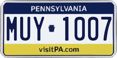 PA license plate MUY1007