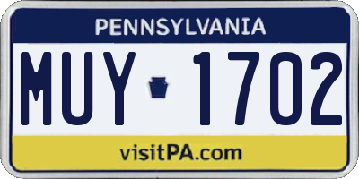 PA license plate MUY1702
