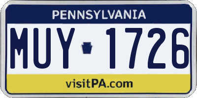PA license plate MUY1726