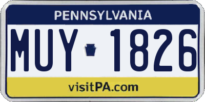 PA license plate MUY1826