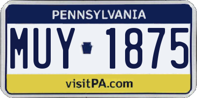 PA license plate MUY1875
