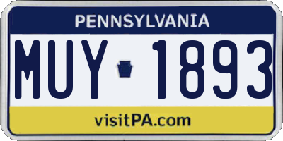 PA license plate MUY1893