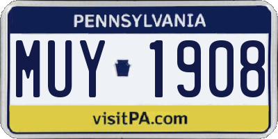 PA license plate MUY1908