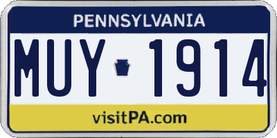 PA license plate MUY1914