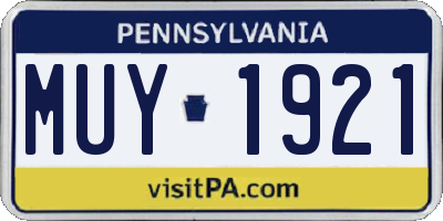 PA license plate MUY1921