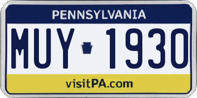 PA license plate MUY1930
