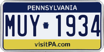 PA license plate MUY1934