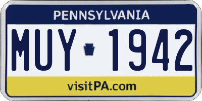 PA license plate MUY1942