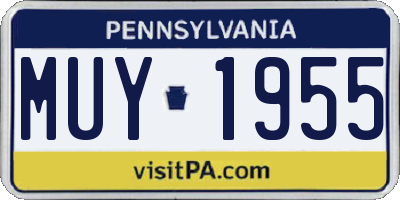 PA license plate MUY1955